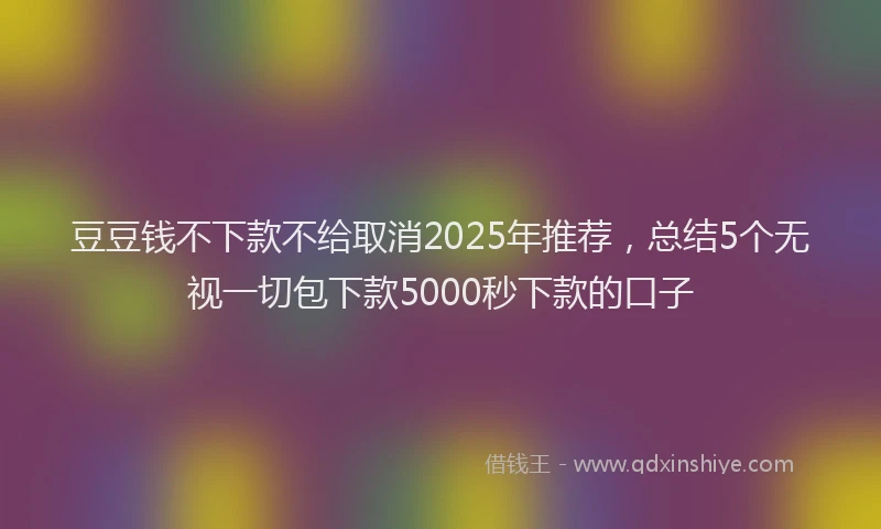 豆豆钱不下款不给取消2025年推荐，总结5个无视一切包下款5000秒下款的口子