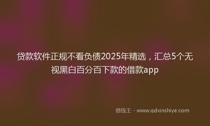 贷款软件正规不看负债2025年精选，汇总5个无视黑白百分百下款的借款app