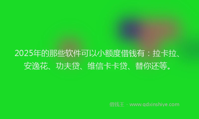 2025年的那些软件可以小额度借钱有：拉卡拉、安逸花、功夫贷、维信卡卡贷、替你还等。