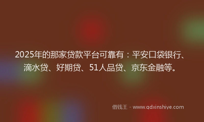 2025年的那家贷款平台可靠有：平安口袋银行、滴水贷、好期贷、51人品贷、京东金融等。