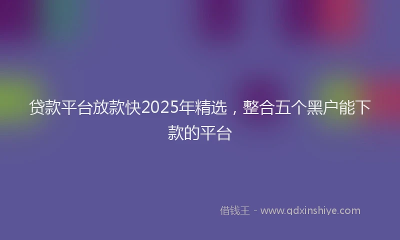贷款平台放款快2025年精选，整合五个黑户能下款的平台