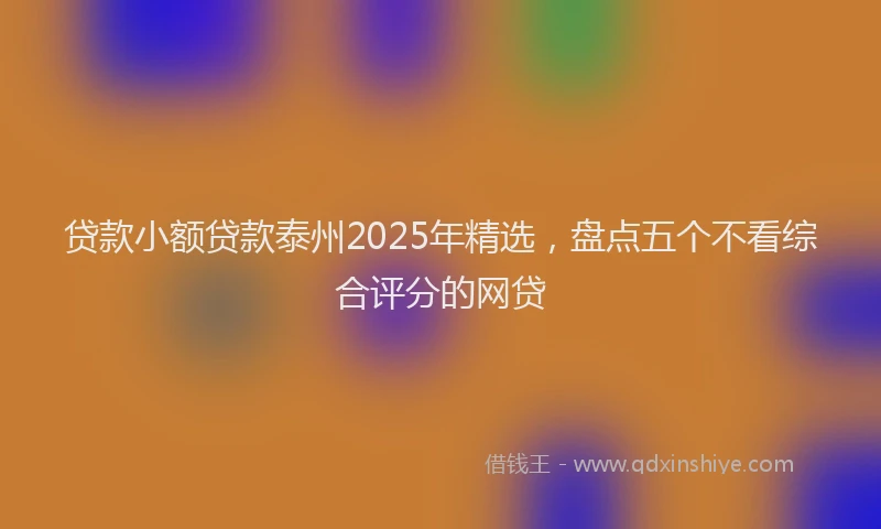贷款小额贷款泰州2025年精选，盘点五个不看综合评分的网贷