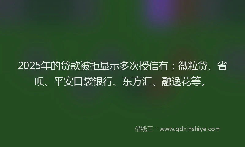 2025年的贷款被拒显示多次授信有：微粒贷、省呗、平安口袋银行、东方汇、融逸花等。