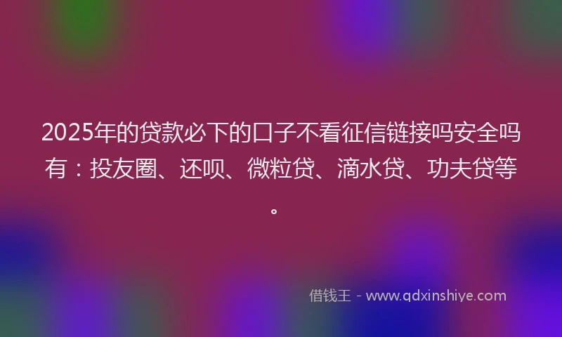2025年的贷款必下的口子不看征信链接吗安全吗有：投友圈、还呗、微粒贷、滴水贷、功夫贷等。