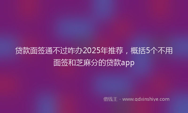 贷款面签通不过咋办2025年推荐，概括5个不用面签和芝麻分的贷款app