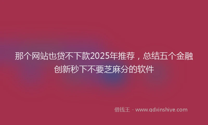那个网站也贷不下款2025年推荐，总结五个金融创新秒下不要芝麻分的软件