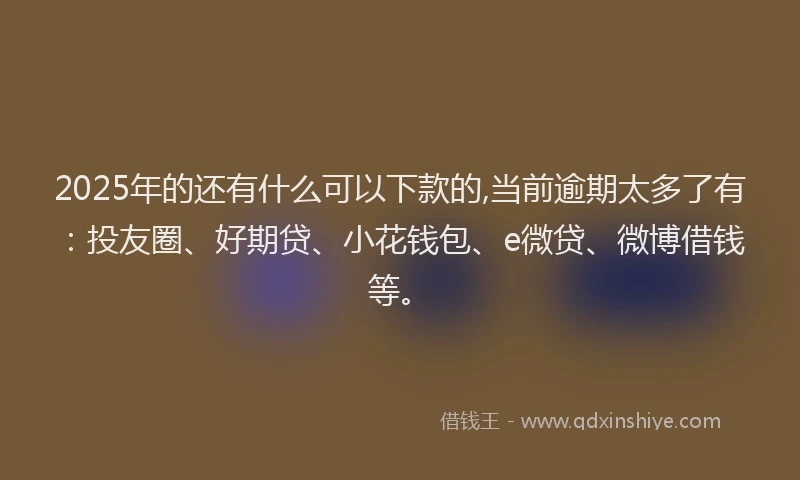 2025年的还有什么可以下款的,当前逾期太多了有：投友圈、好期贷、小花钱包、e微贷、微博借钱等。