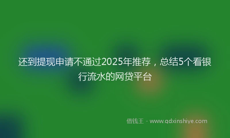 还到提现申请不通过2025年推荐，总结5个看银行流水的网贷平台