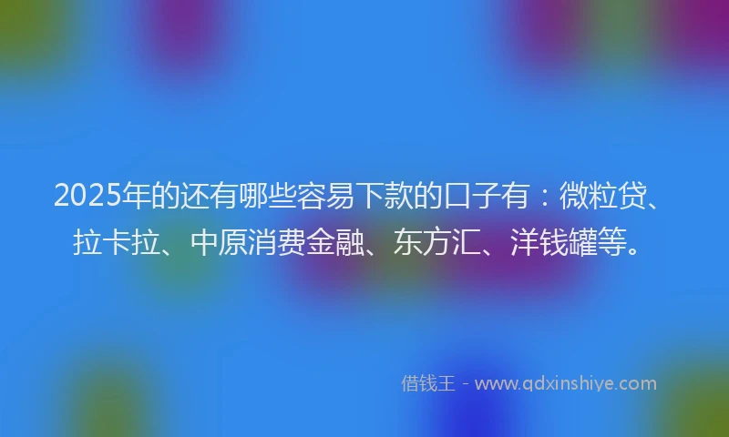 2025年的还有哪些容易下款的口子有：微粒贷、拉卡拉、中原消费金融、东方汇、洋钱罐等。