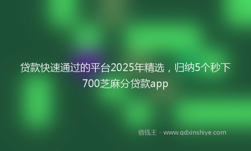 贷款快速通过的平台2025年精选，归纳5个秒下700芝麻分贷款app