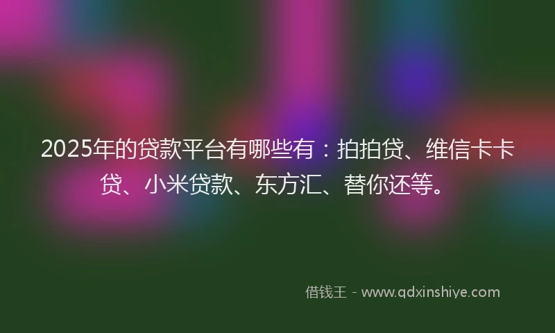 2025年的贷款平台有哪些有：拍拍贷、维信卡卡贷、小米贷款、东方汇、替你还等。