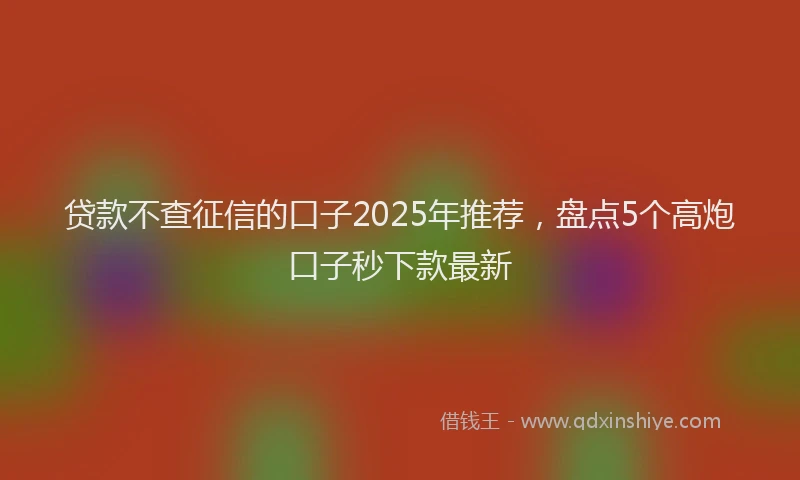 贷款不查征信的口子2025年推荐，盘点5个高炮口子秒下款最新