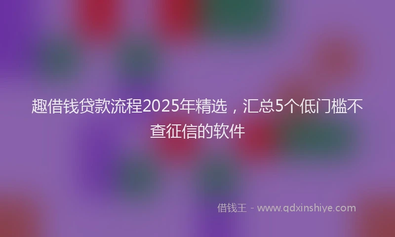 趣借钱贷款流程2025年精选，汇总5个低门槛不查征信的软件