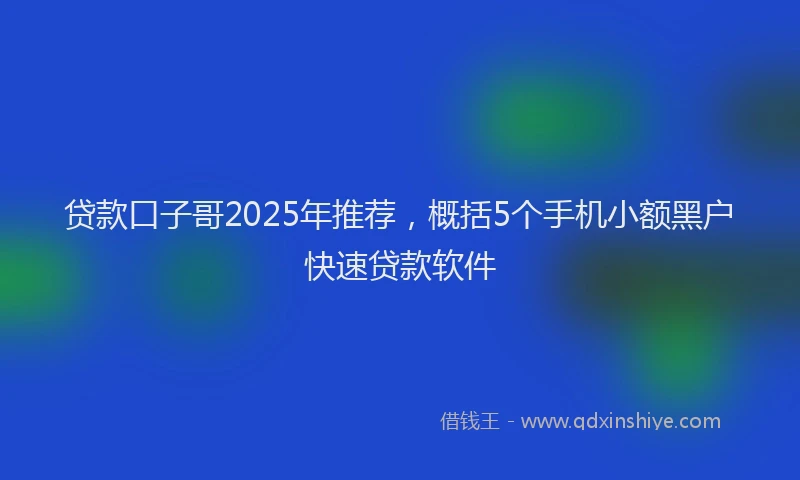 贷款口子哥2025年推荐，概括5个手机小额黑户快速贷款软件