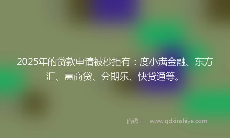 2025年的贷款申请被秒拒有：度小满金融、东方汇、惠商贷、分期乐、快贷通等。