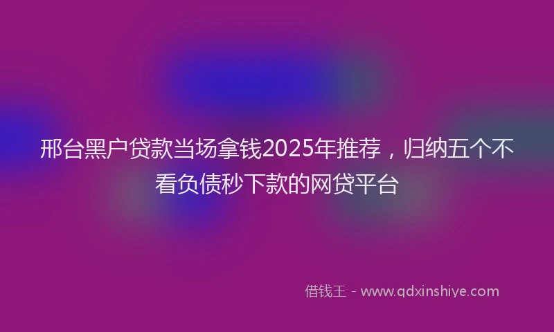 邢台黑户贷款当场拿钱2025年推荐，归纳五个不看负债秒下款的网贷平台