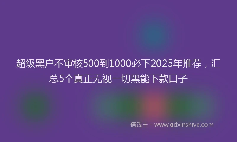 超级黑户不审核500到1000必下2025年推荐，汇总5个真正无视一切黑能下款口子
