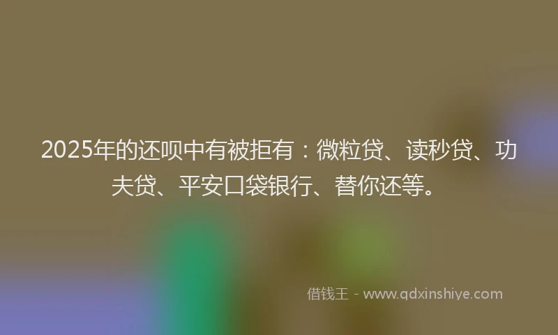 2025年的还呗中有被拒有：微粒贷、读秒贷、功夫贷、平安口袋银行、替你还等。