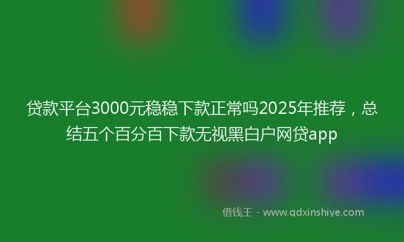 贷款平台3000元稳稳下款正常吗2025年推荐，总结五个百分百下款无视黑白户网贷app