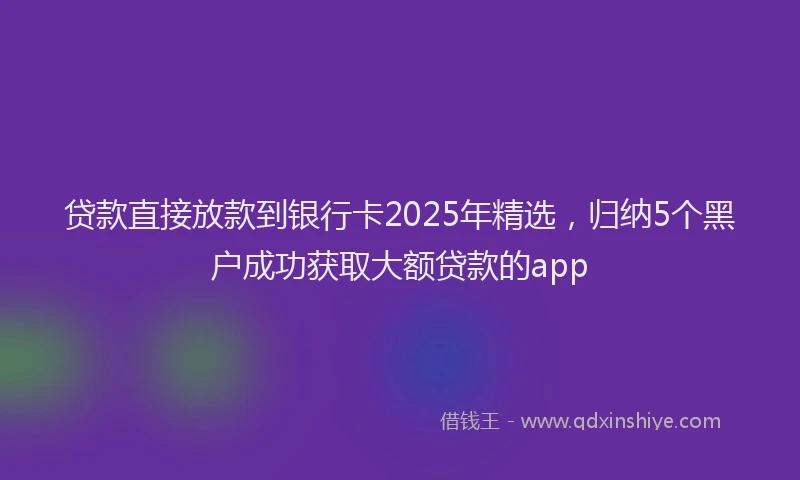 贷款直接放款到银行卡2025年精选，归纳5个黑户成功获取大额贷款的app