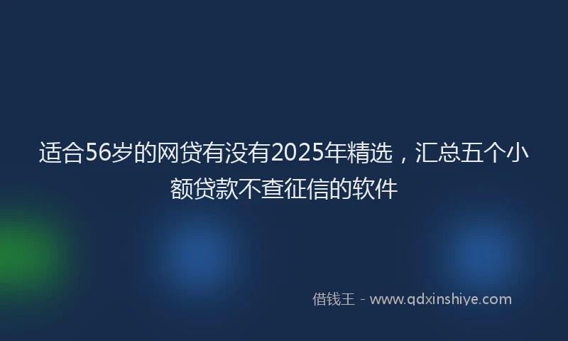 适合56岁的网贷有没有2025年精选，汇总五个小额贷款不查征信的软件
