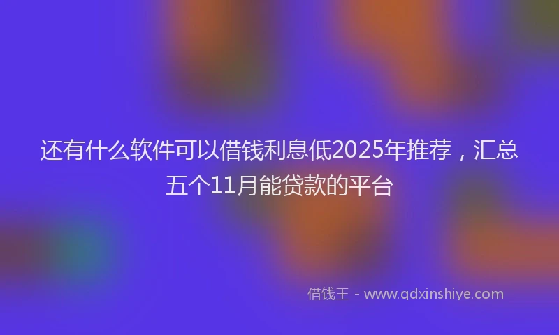 还有什么软件可以借钱利息低2025年推荐，汇总五个11月能贷款的平台