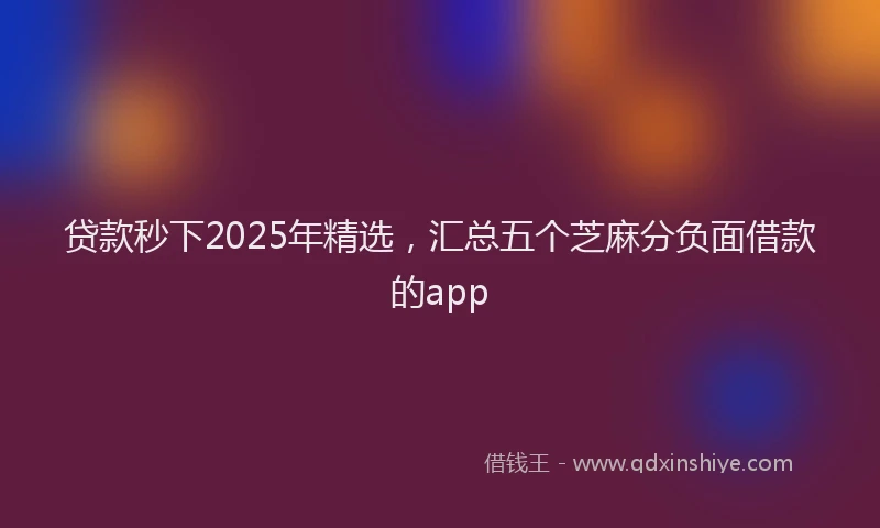 贷款秒下2025年精选，汇总五个芝麻分负面借款的app
