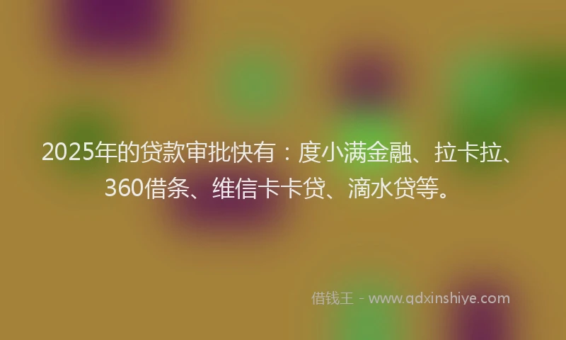 2025年的贷款审批快有：度小满金融、拉卡拉、360借条、维信卡卡贷、滴水贷等。