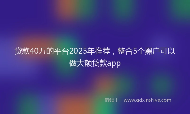 贷款40万的平台2025年推荐，整合5个黑户可以做大额贷款app