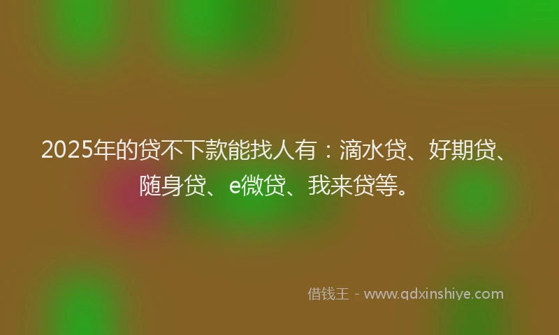 2025年的贷不下款能找人有：滴水贷、好期贷、随身贷、e微贷、我来贷等。