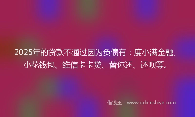 2025年的贷款不通过因为负债有：度小满金融、小花钱包、维信卡卡贷、替你还、还呗等。