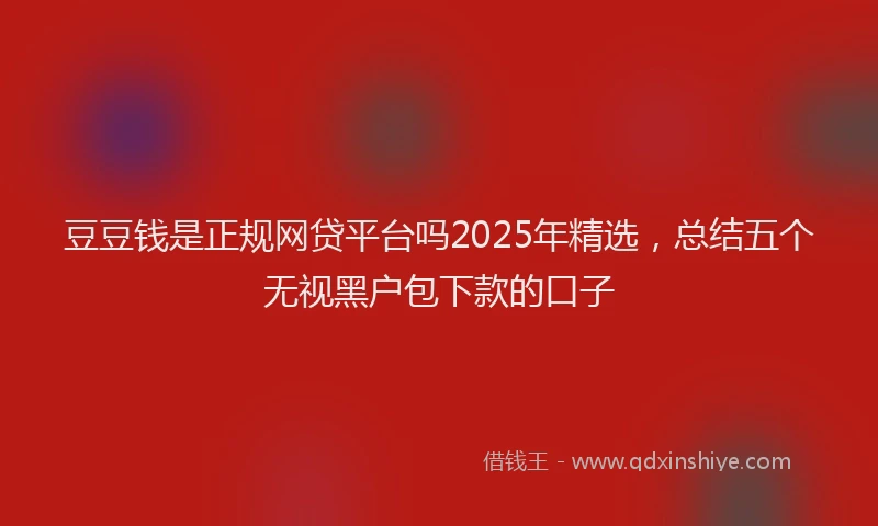 豆豆钱是正规网贷平台吗2025年精选，总结五个无视黑户包下款的口子