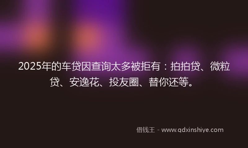 2025年的车贷因查询太多被拒有：拍拍贷、微粒贷、安逸花、投友圈、替你还等。