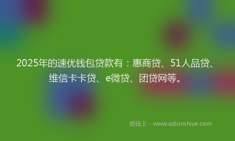 2025年的速优钱包贷款有：惠商贷、51人品贷、维信卡卡贷、e微贷、团贷网等。