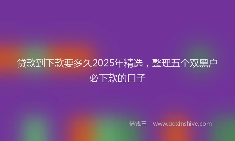 贷款到下款要多久2025年精选，整理五个双黑户必下款的口子