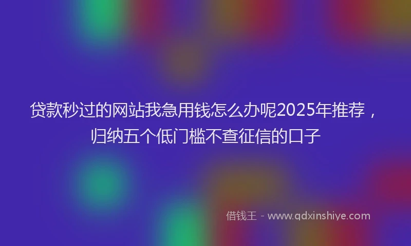 贷款秒过的网站我急用钱怎么办呢2025年推荐，归纳五个低门槛不查征信的口子
