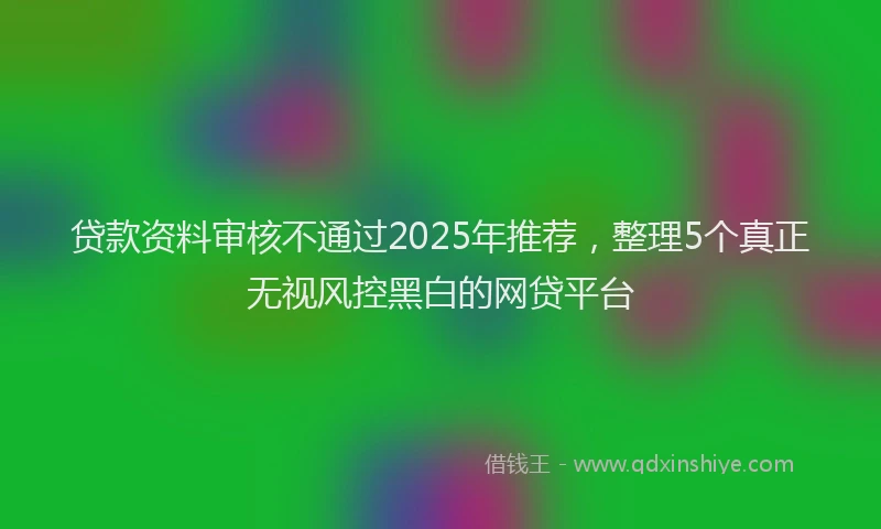 贷款资料审核不通过2025年推荐，整理5个真正无视风控黑白的网贷平台