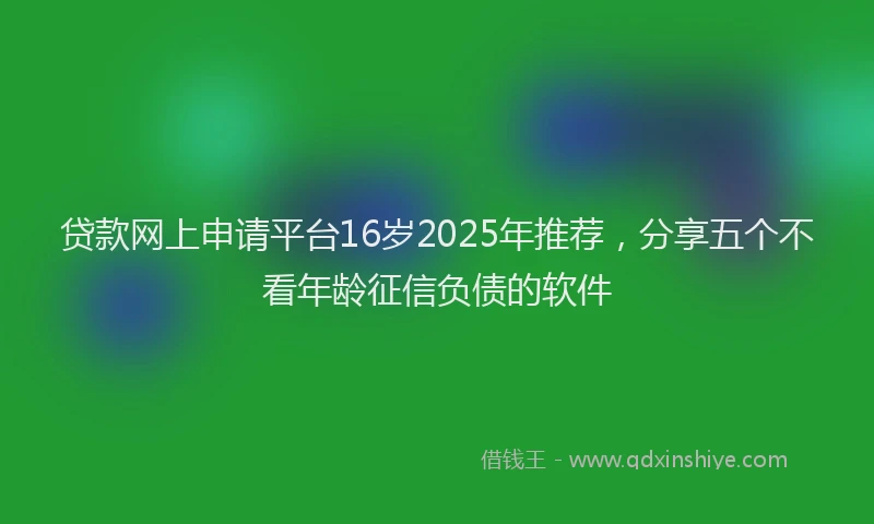 贷款网上申请平台16岁2025年推荐，分享五个不看年龄征信负债的软件