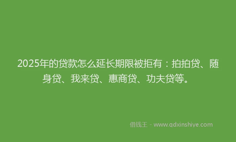 2025年的贷款怎么延长期限被拒有：拍拍贷、随身贷、我来贷、惠商贷、功夫贷等。