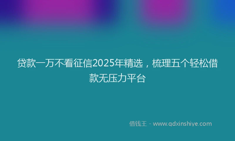 贷款一万不看征信2025年精选，梳理五个轻松借款无压力平台