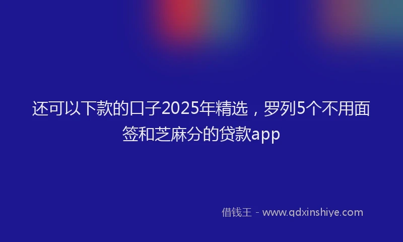 还可以下款的口子2025年精选，罗列5个不用面签和芝麻分的贷款app