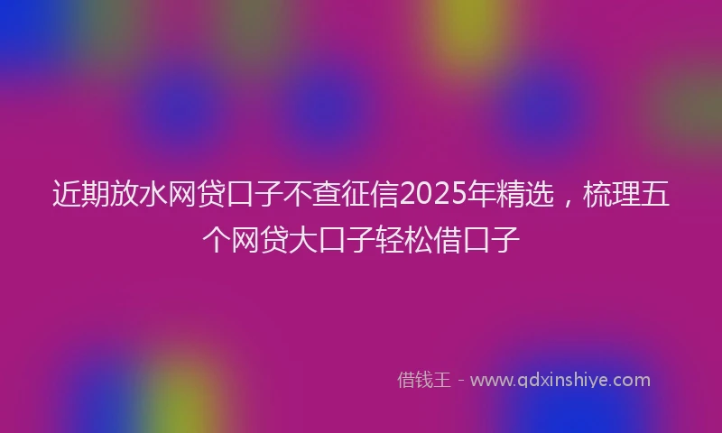近期放水网贷口子不查征信2025年精选，梳理五个网贷大口子轻松借口子