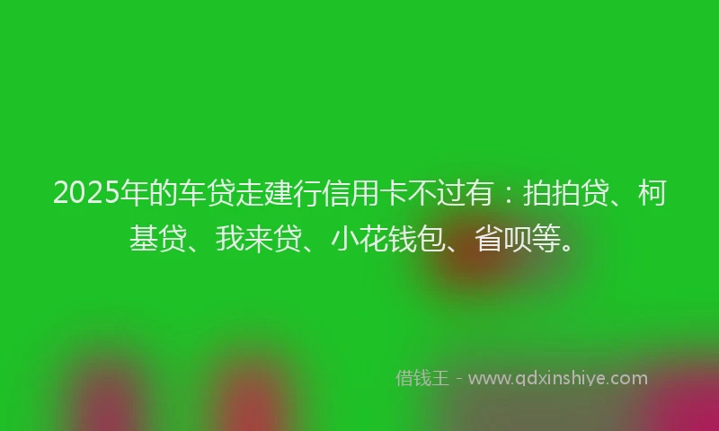 2025年的车贷走建行信用卡不过有：拍拍贷、柯基贷、我来贷、小花钱包、省呗等。