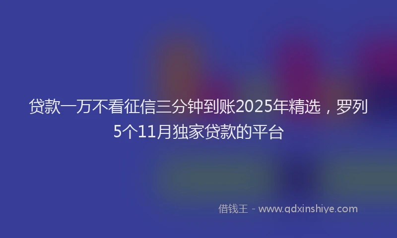 贷款一万不看征信三分钟到账2025年精选，罗列5个11月独家贷款的平台