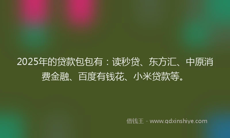 2025年的贷款包包有：读秒贷、东方汇、中原消费金融、百度有钱花、小米贷款等。