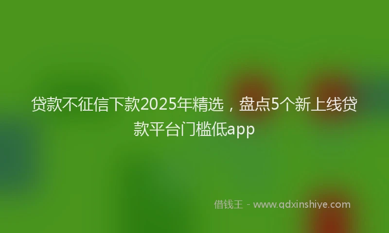 贷款不征信下款2025年精选，盘点5个新上线贷款平台门槛低app
