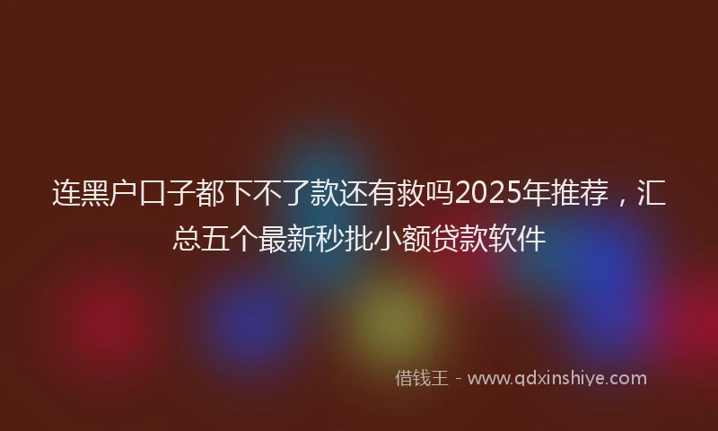 连黑户口子都下不了款还有救吗2025年推荐，汇总五个最新秒批小额贷款软件