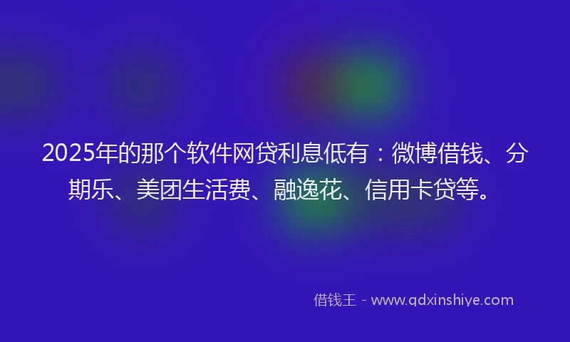 2025年的那个软件网贷利息低有：微博借钱、分期乐、美团生活费、融逸花、信用卡贷等。