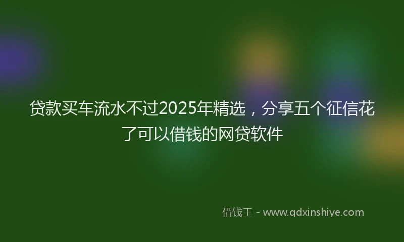 贷款买车流水不过2025年精选，分享五个征信花了可以借钱的网贷软件