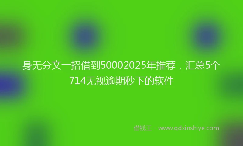 身无分文一招借到50002025年推荐，汇总5个714无视逾期秒下的软件